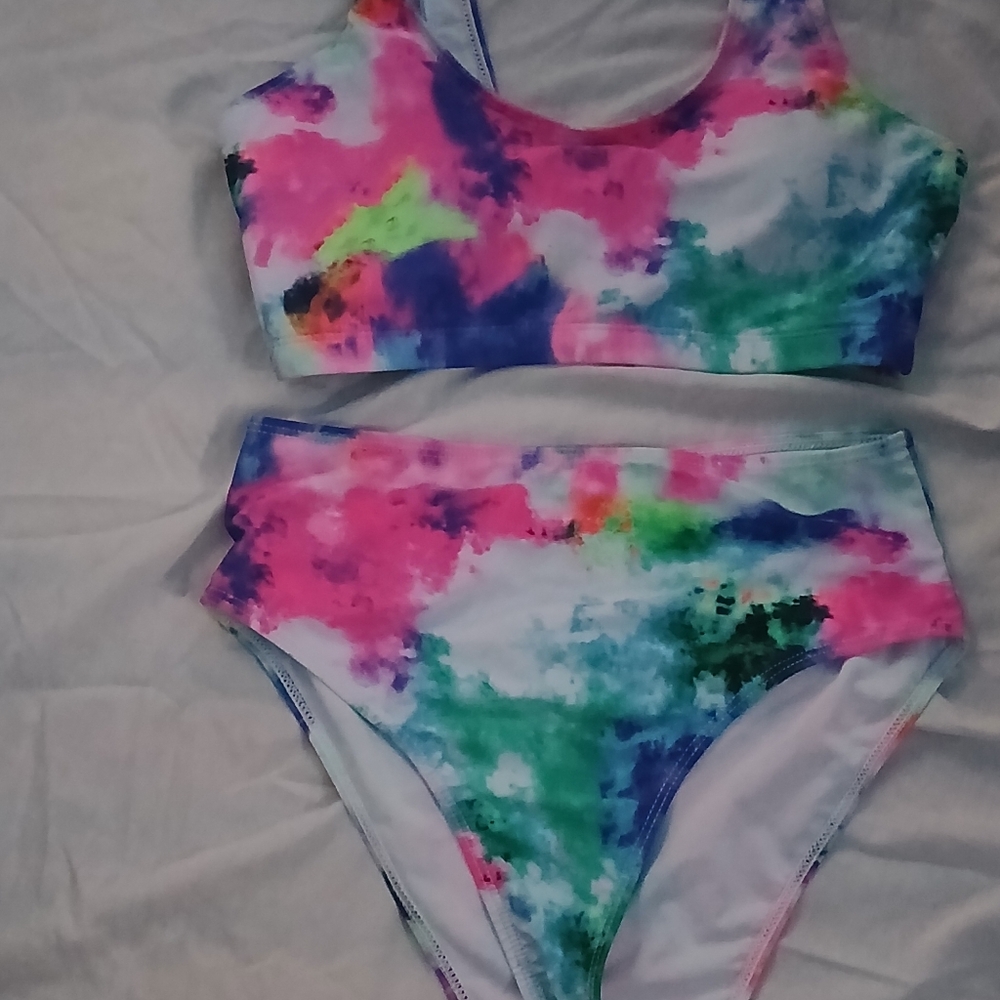 SHEIN Multicolor Tie-Dye Kids Bikini